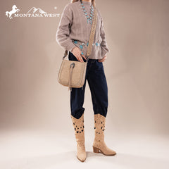 MW1329-8360 Montana West Tooled Collection Crossbody -Tan