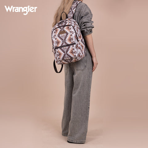 WG2206-9110  Wrangler Aztec Print Backpack -Brown