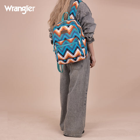 WG2206-9110  Wrangler Aztec Print Backpack - Turquoise