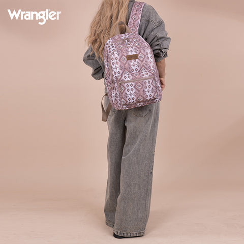 WG2206-9110  Wrangler Aztec Print Backpack - Light Coffee