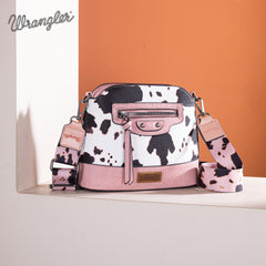 WG133-213  Wrangler Cow Print Crossbody  Bag  - Light Pink