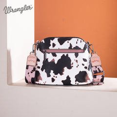 WG133-213  Wrangler Cow Print Crossbody  Bag  - Light Pink