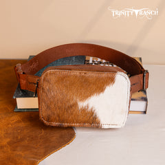 TR184-194 Trinity Ranch Genuine Hair-On Cowhide Belt Bag - Brown