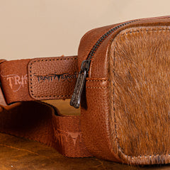 TR184-194 Trinity Ranch Genuine Hair-On Cowhide Belt Bag - Brown