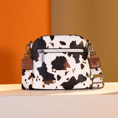 WG133-213  Wrangler Cow Print Crossbody  Bag  - Brown