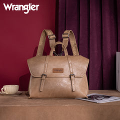 WG190-8319  Wrangler Top Handle Carry Satchel/Laptop Bag/Backpack/Crossbody -Khaki