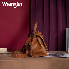 WG190-8319  Wrangler Top Handle Carry Satchel/Laptop Bag/Backpack/Crossbody -Brown