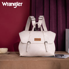 WG190-8319  Wrangler Top Handle Carry Satchel/Laptop Bag/Backpack/Crossbody - Beige