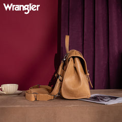 WG190-8319  Wrangler Top Handle Carry Satchel/Laptop Bag/Backpack/Crossbody -Light Brown