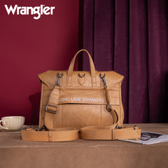 WG190-8319  Wrangler Top Handle Carry Satchel/Laptop Bag/Backpack/Crossbody -Light Brown