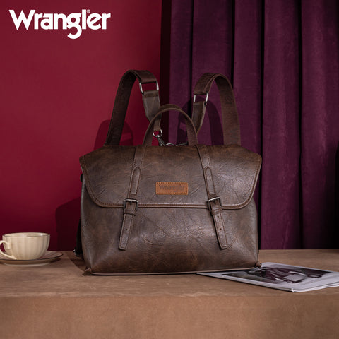 WG190-8319  Wrangler Top Handle Carry Satchel/Laptop Bag/Backpack/Crossbody -Coffee