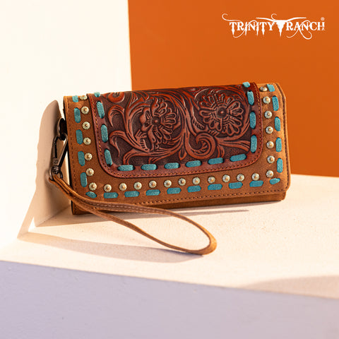 TR181-W018  Trinity Ranch Floral Tooled Collection Wallet