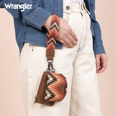 WG2211-W0051  Wrangler Southwestern Art Print Dual Pouch Wristlet -Brown