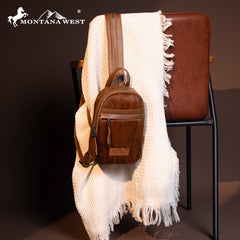 MWR-066 Montana West Genuine Hair-On Cowhide Convertible Sling Backpack -Coffee