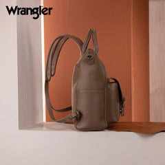 WG175-9110  Wrangler  Cow Print Tote/Shoulder Bag Convertible Backpack - Khaki