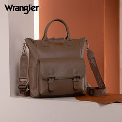 WG175-9110  Wrangler  Cow Print Tote/Shoulder Bag Convertible Backpack - Khaki