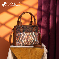 MW1308-9360  Montana West Tooled Aztec Collection Tote/Crossbody