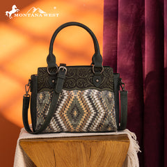 MW1308-9360  Montana West Tooled Aztec Collection Tote/Crossbody