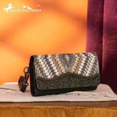 MW1308-W002 Montana West Tooled Aztec Collection Wallet