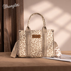 PRE-ORDER  WG133-81203S  Wrangler Leopard Print Concealed Carry Tote/Crossbody - Khaki(ONLINE ONLY)