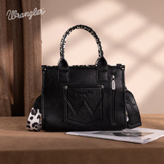 PRE-ORDER  WG133-81203S  Wrangler Leopard Print Concealed Carry Tote/Crossbody - Black(ONLINE ONLY)