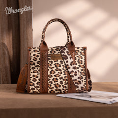 PRE-ORDER  WG133-81203S  Wrangler Leopard Print Concealed Carry Tote/Crossbody - Brown(ONLINE ONLY)