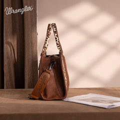 PRE-ORDER  WG133-81203S  Wrangler Leopard Print Concealed Carry Tote/Crossbody - Brown(ONLINE ONLY)