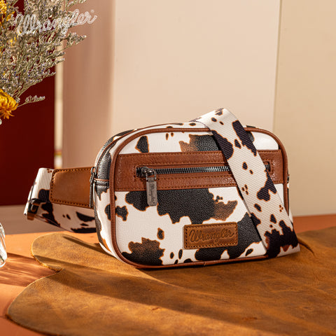 WG133-194  Wrangler Cow  Print Belt-Bag  - Brown