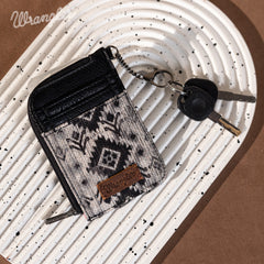 WG130-W005 Wrangler Southwestern Art Print Mini Zip Card Case  - Black