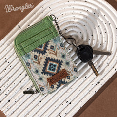 WG130-W005 Wrangler Southwestern Art Print Mini Zip Card Case  - Green