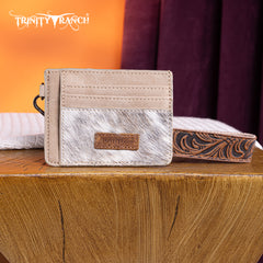 TR182-W008  Trinity Ranch Hair-On Cowhide Collection Key Ring Card Case - Tan