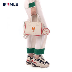 MLB-MT103 MLB New York Mets Team Tote/Crossbody with Baseball Coin Pouch