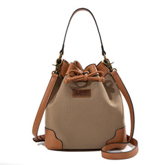 LEE53-003  LEE  Waxed Canvas Drawstring Hobo Bag/Crossbody