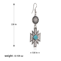 RCE-1117  Rustic Couture's  Turquoise Stone Aztec Dangling Earring