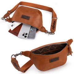 WG82-194  Wrangler Fanny Pack Belt Bag Sling Bag -Light Brown