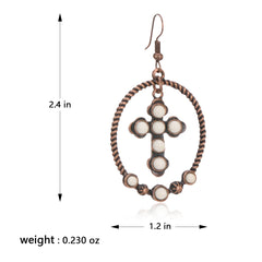 RCE-1126  Rustic Couture's   Western Stone Cross Hoop Earring