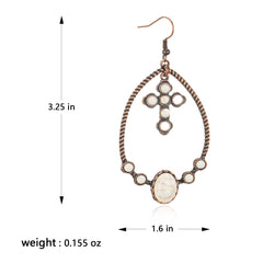 RCE-1127  Rustic Couture's   Western Stone Cross Hoop Earring