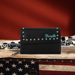 WG64-W001  Wrangler Studded Accents Tri-fold Key-Chain Wallet - Black