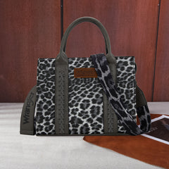 WG70G-8120C  Wrangler  Leopard Print Concealed Carry Tote/Crossbody -Leopard Grey