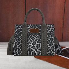 WG70G-8120C  Wrangler  Leopard Print Concealed Carry Tote/Crossbody -Leopard Grey