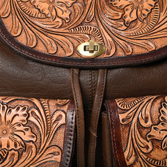 A&A-875  Montana West Genuine Oily Calf Leather Hand Tooled Collection Backpack