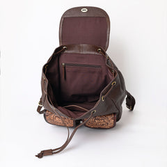 A&A-875  Montana West Genuine Oily Calf Leather Hand Tooled Collection Backpack