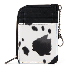 WG102-W005 Wrangler  Wrangler Cow Print  Mini Zip Card Case  Black