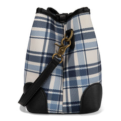 LEE54-001  LEE Plaid Canvas Drawstring Bucket Bag/Crossbody