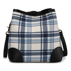 LEE54-001  LEE Plaid Canvas Drawstring Bucket Bag/Crossbody