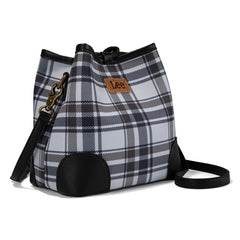 LEE54-001  LEE Plaid Canvas Drawstring Bucket Bag/Crossbody