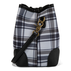 LEE54-001  LEE Plaid Canvas Drawstring Bucket Bag/Crossbody