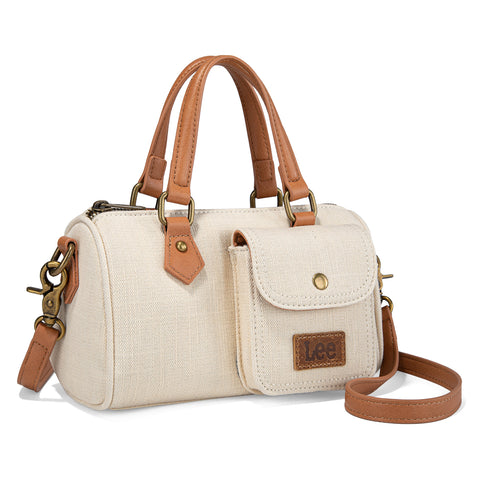 LEE58-001  LEE Denim Canvas Barrel Satchel Top Handle Crossbody Bag