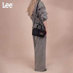 LEE58-001  LEE Denim Canvas Barrel Satchel Top Handle Crossbody Bag