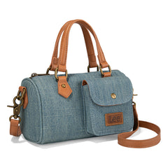 LEE58-001  LEE Denim Canvas Barrel Satchel Top Handle Crossbody Bag